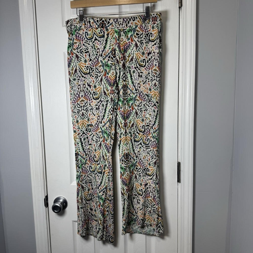 Zara Flare Printed Trousers Pants Colorful Size Large Palazzo